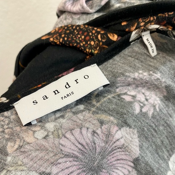 💐Sandro Paris Floral Short Sleeve Open Back Top - Picture 6 of 8